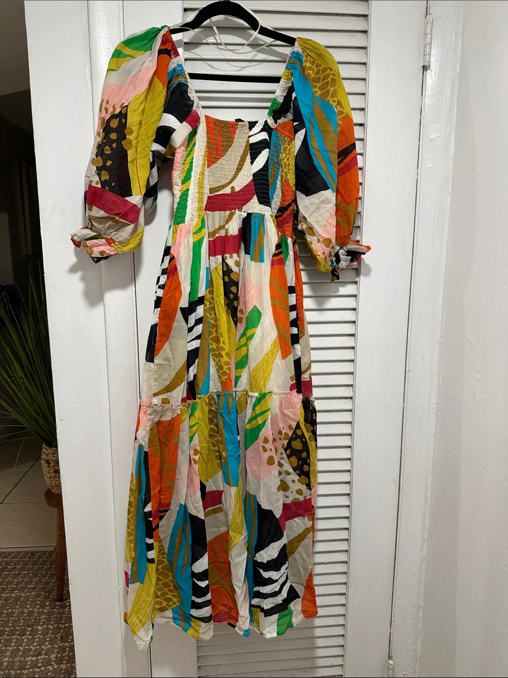 FATE Colorful Abstract Puff-Sleeve Maxi Dress - Multicolor - Picture 8 of 10
